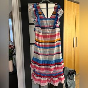 Plenty by Tracy Reese Plus Size ruffle shoulder stripe dress, size 2x